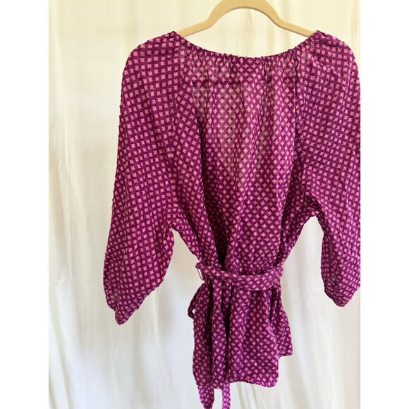 Lane Bryant Women's Plus Size 18/20 Wrap Purple/pink mini floral top - Picture 7 of 7